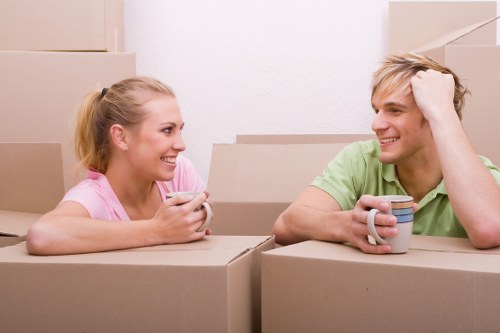 Loading furniture and boxes into a removal van