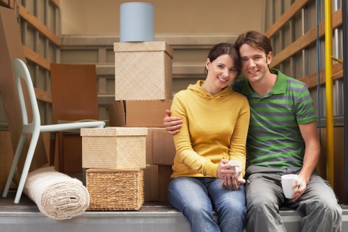 Packed boxes and furniture prepared for removals in Northolt